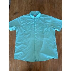 AFTCO Mens XL Short Sleeve Fishing Shirt Teal Aqua AFTECH Button Down Ventilated